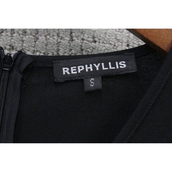 REPHYLLIS Fit & Flare Dress Womens Small Black/Green Plaid 3/4 Sleeve V Neck - Picture 5 of 7